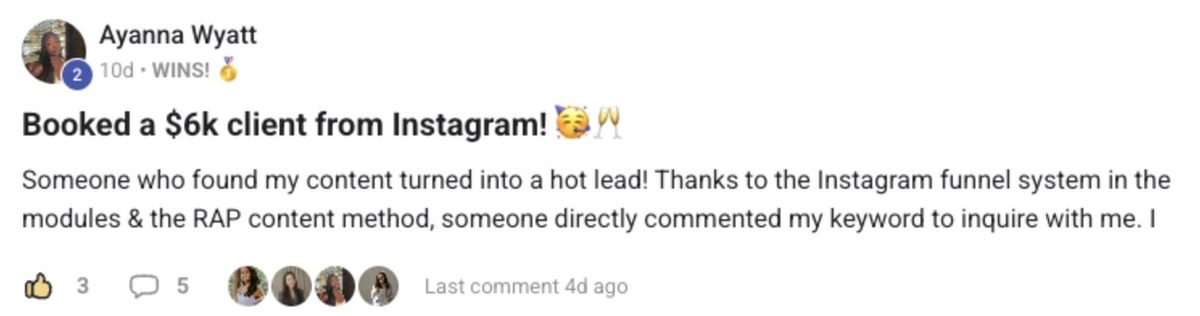 Ayanna — booked a $6K client from Instagram