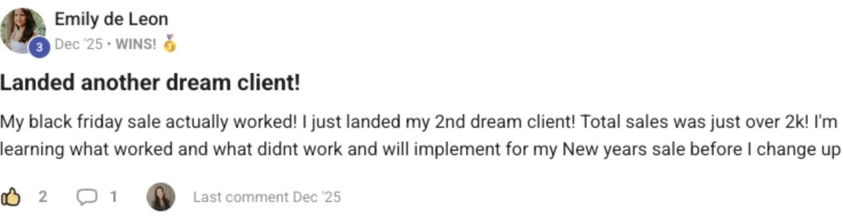 Emily — landed 2nd dream client