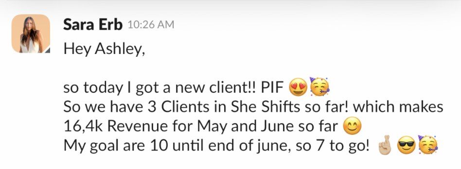 Sara — new PIF client, $16.4K