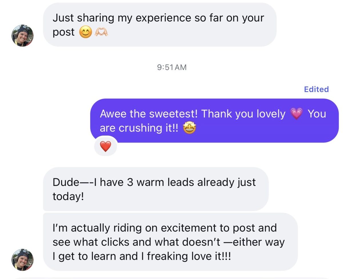 Tanya — 3 warm leads in a day
